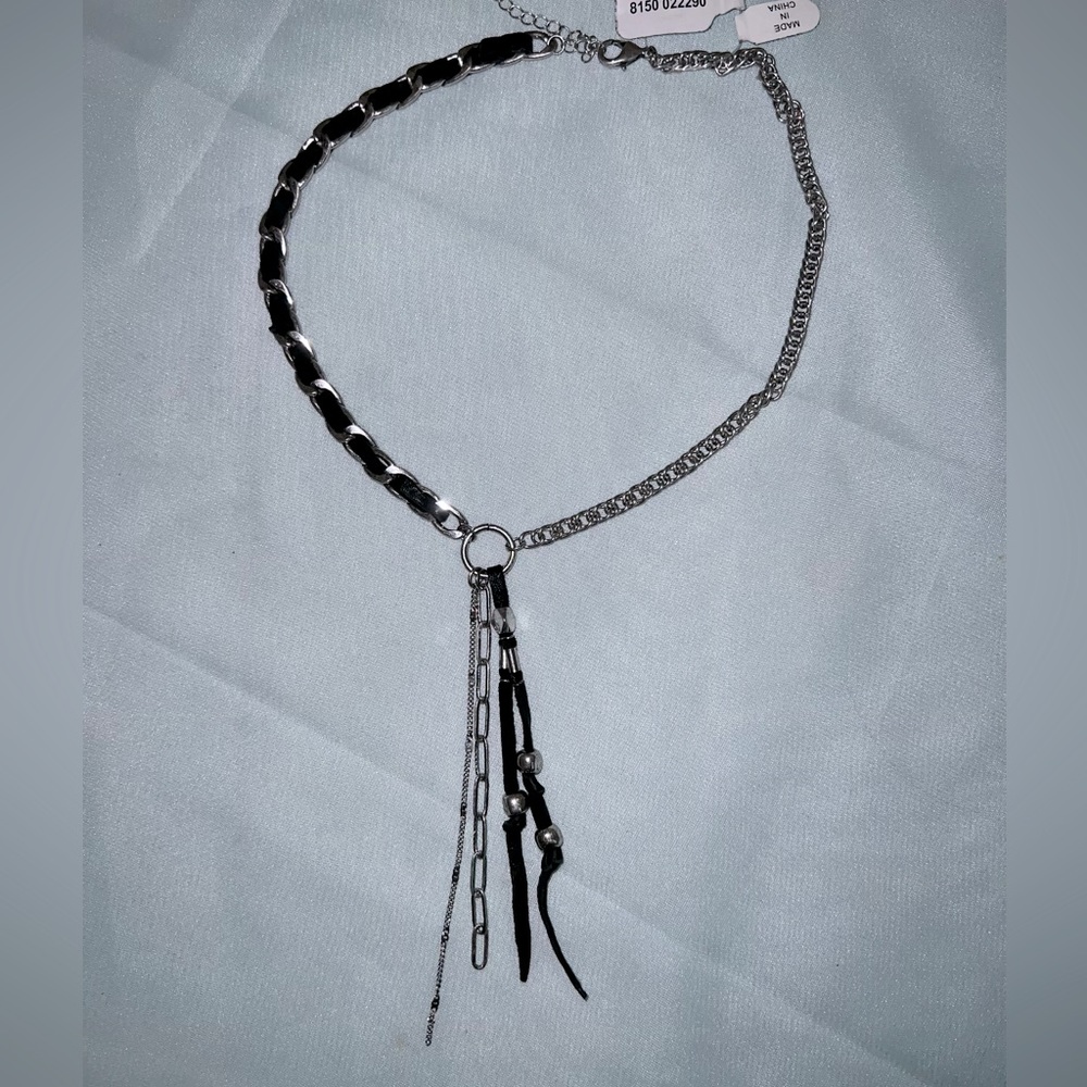 NWT FREE PEOPLE Silver and black chain necklace